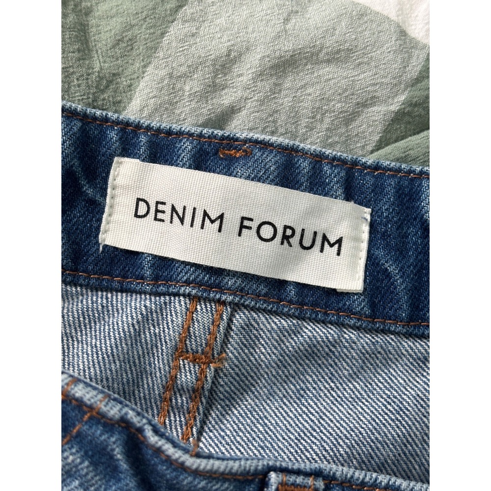 Denim Forum The 90s Edie Lo-Rise Cargo Jeans Blue Straight Leg 100% Cotton 25 - Picture 5 of 11